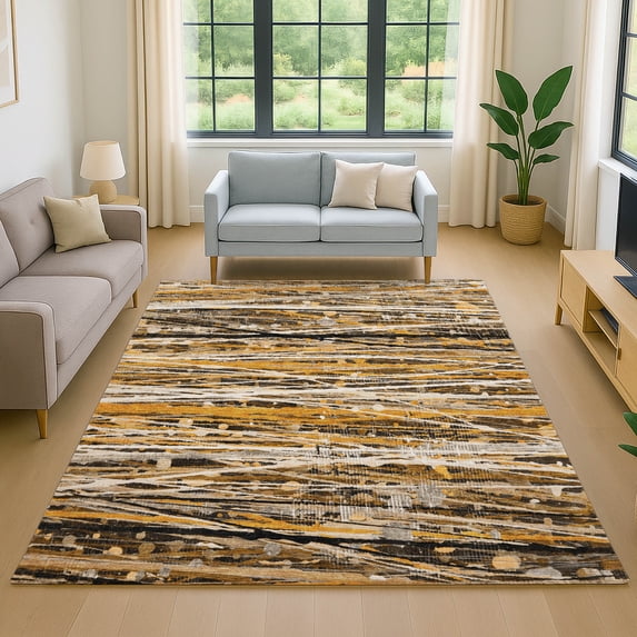Addison Rugs Mayfield Premium Machine Washable Transitional Stripes Copper Rectangle Rug, 10' x 14'