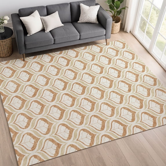 Addison Rugs Mayfield Premium Machine Washable Transitional Stripes Copper Rectangle Rug, 5' x 7'6"