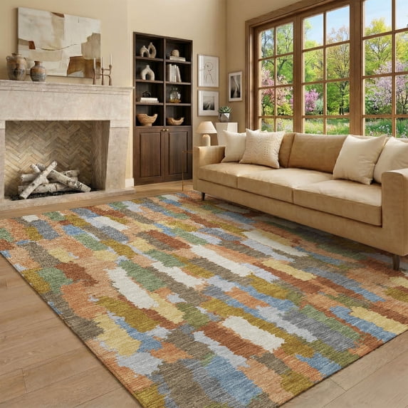 Addison Rugs Mayfield Premium Machine Washable Transitional Stripes Copper Rectangle Rug, 9' x 12'