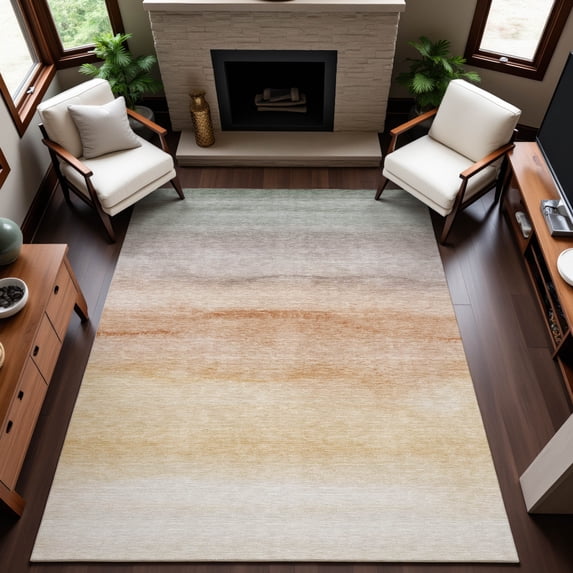 Addison Rugs Mayfield Premium Machine Washable Transitional Stripes Coral Rectangle Rug, 10' x 14'