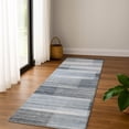 thumbnail image 1 of Addison Rugs Mayfield Premium Machine Washable Transitional Stripes Denim Runner Rug, 2'3" X 7'6" Machine Washable Transitional Stripes Denim Oversized Sherpa Throw Blanket, 1 of 6