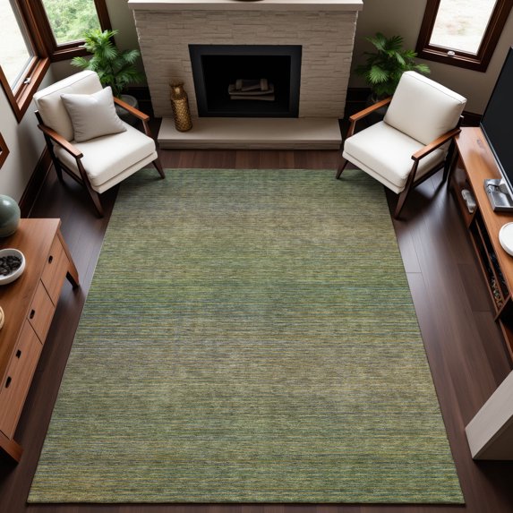 Addison Rugs Mayfield Premium Machine Washable Transitional Stripes Fern Rectangle Rug, 10' x 14'