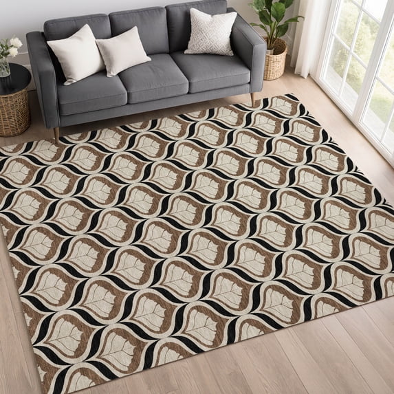 Addison Rugs Mayfield Premium Machine Washable Transitional Stripes Fudge Rectangle Rug, 5' x 7'6"
