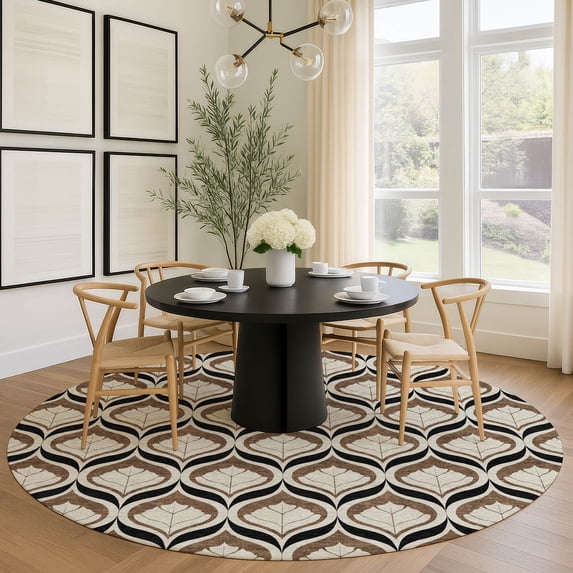 Addison Rugs Mayfield Premium Machine Washable Transitional Stripes Fudge Round Rug, 8' x 8'