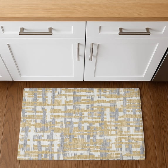 Addison Rugs Mayfield Premium Machine Washable Transitional Stripes Gold Rectangle Rug, 1'8" x 2'6"