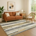 thumbnail image 1 of Addison Rugs Mayfield Premium Machine Washable Transitional Stripes Gold Rectangle Rug, 3' x 5', 1 of 7