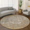 thumbnail image 1 of Addison Rugs Mayfield Premium Machine Washable Transitional Stripes Gold Round Rug, 8' x 8', 1 of 6