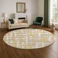 thumbnail image 1 of Addison Rugs Mayfield Premium Machine Washable Transitional Stripes Gold Round Rug, 8' x 8', 1 of 6