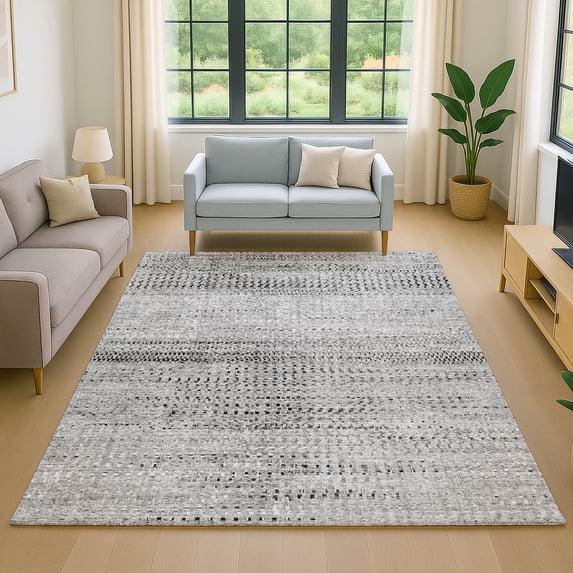 Addison Rugs Mayfield Premium Machine Washable Transitional Stripes Gray Rectangle Rug, 3' x 5'