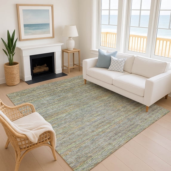 Addison Rugs Mayfield Premium Machine Washable Transitional Stripes Gray Rectangle Rug, 5' x 7'6"