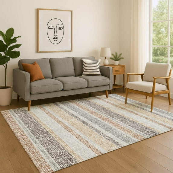 Addison Rugs Mayfield Premium Machine Washable Transitional Stripes Gray Rectangle Rug, 8' X 10' Machine Washable Transitional Stripes Gray Oversized Sherpa Throw Blanket