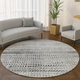 thumbnail image 1 of Addison Rugs Mayfield Premium Machine Washable Transitional Stripes Gray Round Rug, 8' x 8', 1 of 6