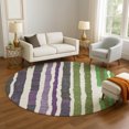 thumbnail image 1 of Addison Rugs Mayfield Premium Machine Washable Transitional Stripes Gray Round Rug, 8' x 8', 1 of 6