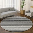 thumbnail image 1 of Addison Rugs Mayfield Premium Machine Washable Transitional Stripes Gray Round Rug, 8' x 8', 1 of 6
