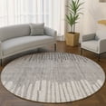 thumbnail image 1 of Addison Rugs Mayfield Premium Machine Washable Transitional Stripes Gray Round Rug, 8' x 8', 1 of 6