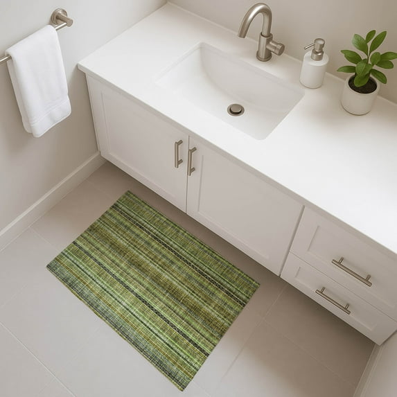Addison Rugs Mayfield Premium Machine Washable Transitional Stripes Green Rectangle Rug, 1'8" X 2'6" Machine Washable Transitional Stripes Green Oversized Sherpa Throw Blanket