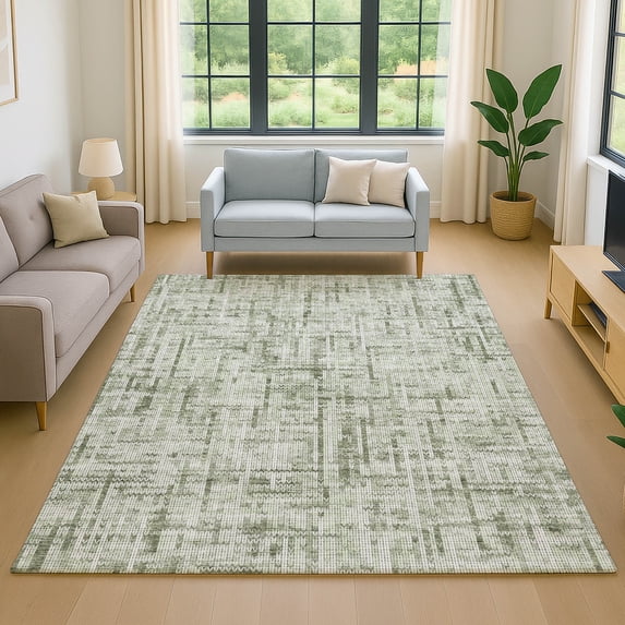 Addison Rugs Mayfield Premium Machine Washable Transitional Stripes Green Rectangle Rug, 10' x 14'