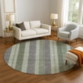 thumbnail image 1 of Addison Rugs Mayfield Premium Machine Washable Transitional Stripes Green Round Rug, 8' x 8', 1 of 6