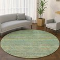 thumbnail image 1 of Addison Rugs Mayfield Premium Machine Washable Transitional Stripes Green Round Rug, 8' x 8', 1 of 6