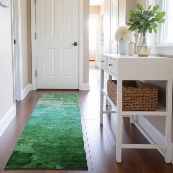 Addison Rugs Mayfield Premium Machine Washable Transitional Stripes Green Runner Rug, 2'3" x 7'6"