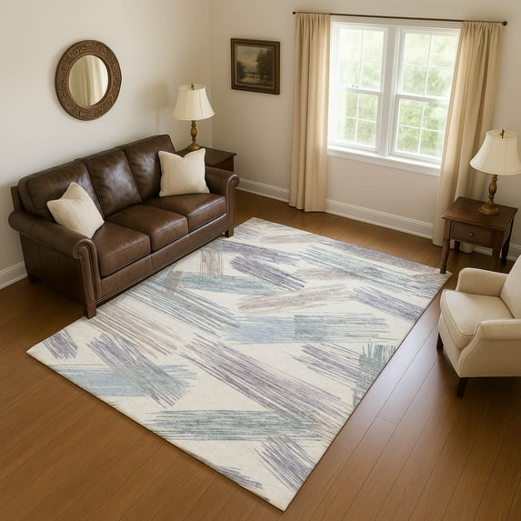 Addison Rugs Mayfield Premium Machine Washable Transitional Stripes Ivory Rectangle Rug, 2'6" X 3'10" Machine Washable Transitional Stripes Ivory Oversized Sherpa Throw Blanket