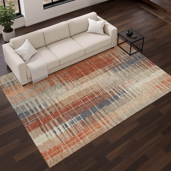 Addison Rugs Mayfield Premium Machine Washable Transitional Stripes Khaki Rectangle Rug, 5' x 7'6"