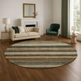 thumbnail image 1 of Addison Rugs Mayfield Premium Machine Washable Transitional Stripes Khaki Round Rug, 8' x 8', 1 of 6