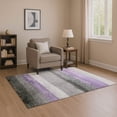 thumbnail image 1 of Addison Rugs Mayfield Premium Machine Washable Transitional Stripes Lavender Rectangle Rug, 3' x 5', 1 of 7