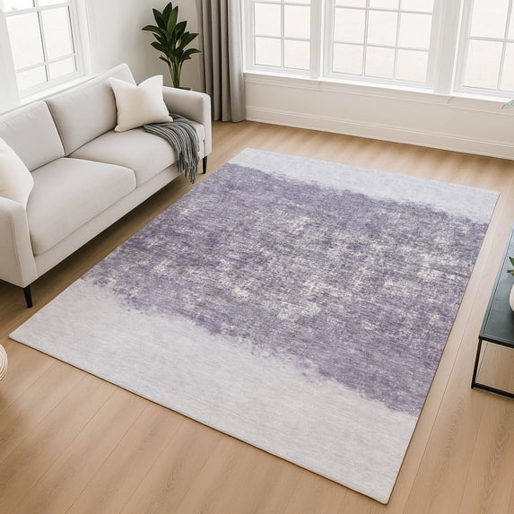 Addison Rugs Mayfield Premium Machine Washable Transitional Stripes Lavender Rectangle Rug, 8' x 10'