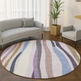 thumbnail image 1 of Addison Rugs Mayfield Premium Machine Washable Transitional Stripes Lavender Round Rug, 8' x 8', 1 of 6