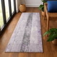 thumbnail image 1 of Addison Rugs Mayfield Premium Machine Washable Transitional Stripes Lavender Runner Rug, 2'3" x 7'6", 1 of 6