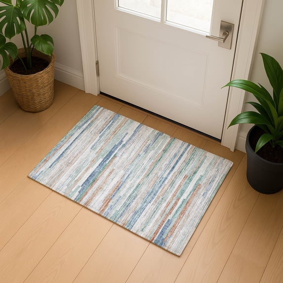 Addison Rugs Mayfield Premium Machine Washable Transitional Stripes Linen Rectangle Rug, 1'8" x 2'6"