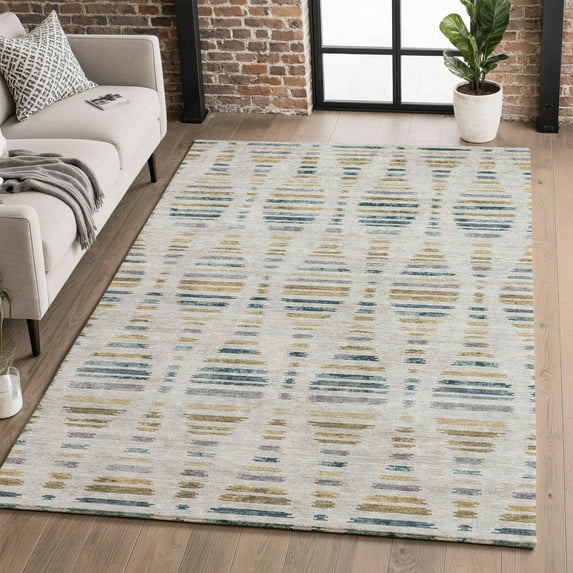Addison Rugs Mayfield Premium Machine Washable Transitional Stripes Linen Rectangle Rug, 10' x 14'