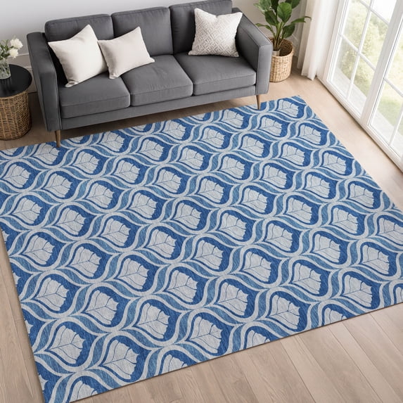 Addison Rugs Mayfield Premium Machine Washable Transitional Stripes Navy Rectangle Rug, 8' x 10'
