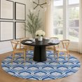 thumbnail image 1 of Addison Rugs Mayfield Premium Machine Washable Transitional Stripes Navy Round Rug, 8' x 8', 1 of 5
