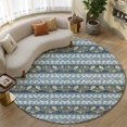 thumbnail image 1 of Addison Rugs Mayfield Premium Machine Washable Transitional Stripes Navy Round Rug, 8' x 8', 1 of 8