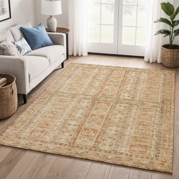 Addison Rugs Mayfield Premium Machine Washable Transitional Stripes Paprika Rectangle Rug, 5' x 7'6"