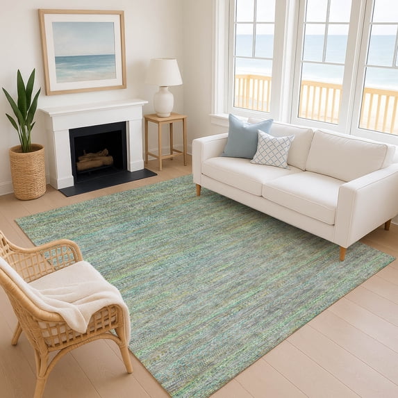 Addison Rugs Mayfield Premium Machine Washable Transitional Stripes Pewter Rectangle Rug, 9' x 12'