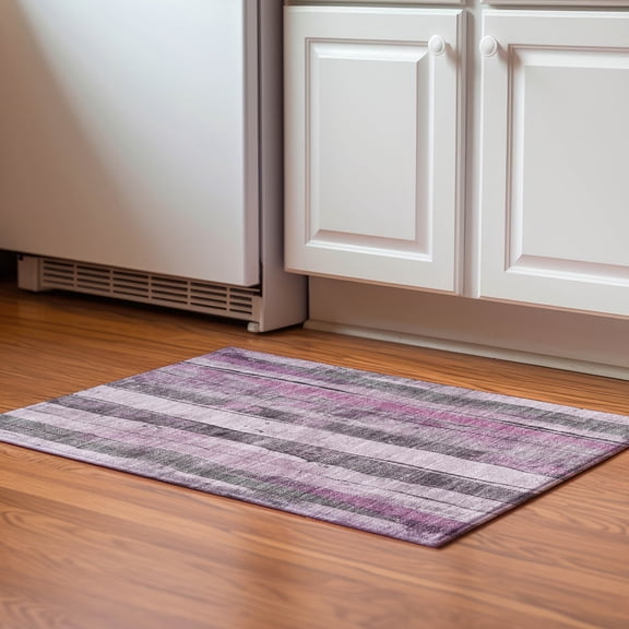 Addison Rugs Mayfield Premium Machine Washable Transitional Stripes Pink Rectangle Rug, 1'8" x 2'6"