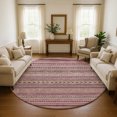 thumbnail image 1 of Addison Rugs Mayfield Premium Machine Washable Transitional Stripes Pink Round Rug, 8' X 8' Machine Washable Transitional Stripes Pink Oversized Sherpa Throw Blanket, 1 of 6