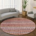 thumbnail image 1 of Addison Rugs Mayfield Premium Machine Washable Transitional Stripes Pink Round Rug, 8' x 8', 1 of 6