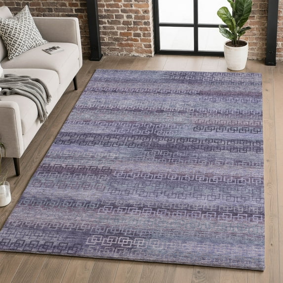 Addison Rugs Mayfield Premium Machine Washable Transitional Stripes Plum Rectangle Rug, 9' X 12' Machine Washable Transitional Stripes Plum Oversized Sherpa Throw Blanket
