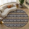 thumbnail image 1 of Addison Rugs Mayfield Premium Machine Washable Transitional Stripes Plum Round Rug, 8' x 8', 1 of 8
