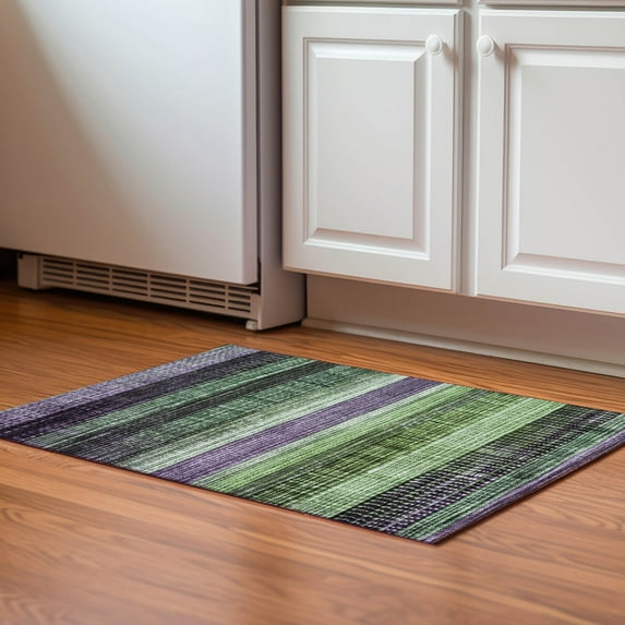 Addison Rugs Mayfield Premium Machine Washable Transitional Stripes Purple Rectangle Rug, 1'8" x 2'6"