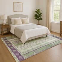 Addison Rugs Mayfield Premium Machine Washable Transitional Stripes Purple Rectangle Rug, 10' x 14'