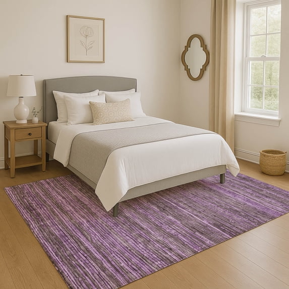 Addison Rugs Mayfield Premium Machine Washable Transitional Stripes Purple Rectangle Rug, 8' x 10'