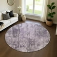 thumbnail image 1 of Addison Rugs Mayfield Premium Machine Washable Transitional Stripes Purple Round Rug, 8' X 8' Machine Washable Transitional Stripes Purple Oversized Sherpa Throw Blanket, 1 of 6