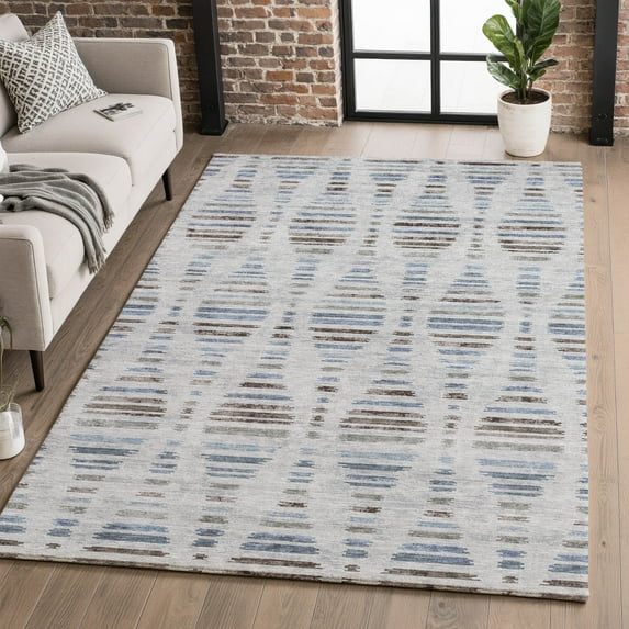 Addison Rugs Mayfield Premium Machine Washable Transitional Stripes Putty Rectangle Rug, 10' X 14' Machine Washable Transitional Stripes Putty Oversized Sherpa Throw Blanket