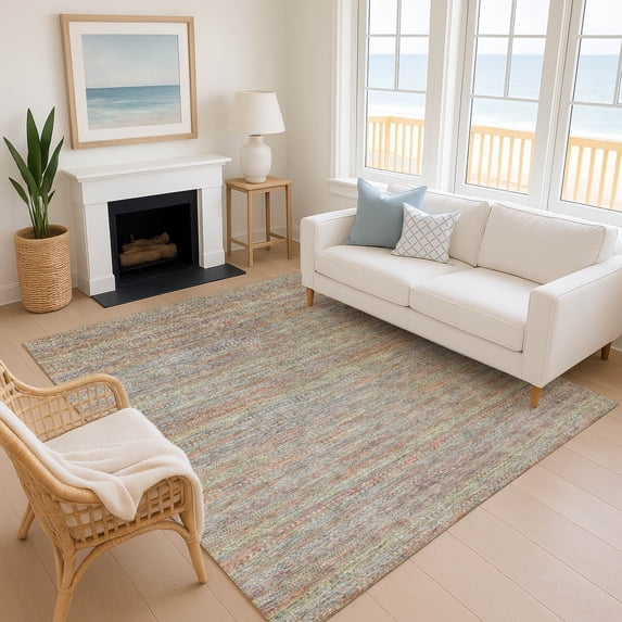 Addison Rugs Mayfield Premium Machine Washable Transitional Stripes Sage Rectangle Rug, 3' x 5'