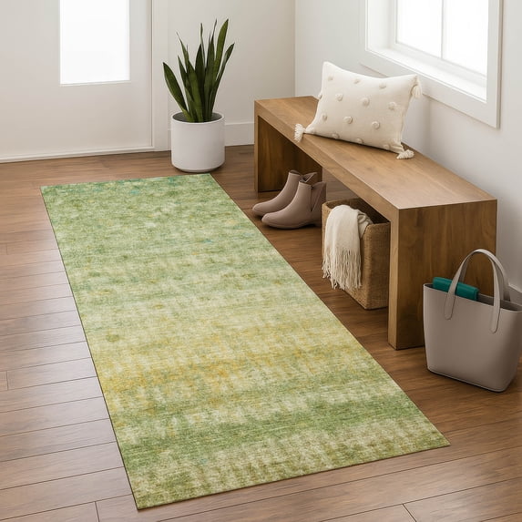 Addison Rugs Mayfield Premium Machine Washable Transitional Stripes Sage Runner Rug, 2'3" x 7'6"